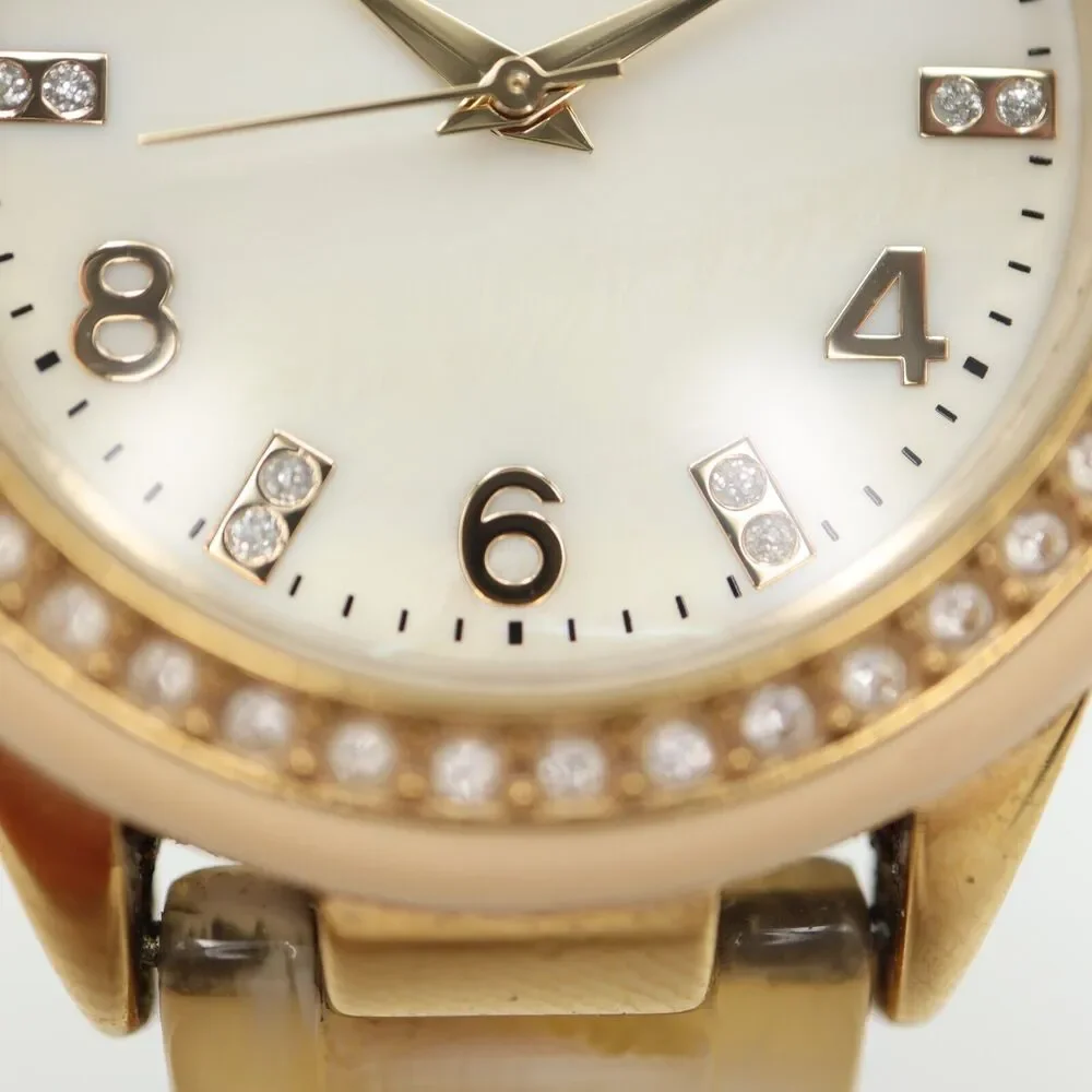 Anne Klein Women Watch 35mm MOP Gold Tone Acrylic SHORT Bracelet 5